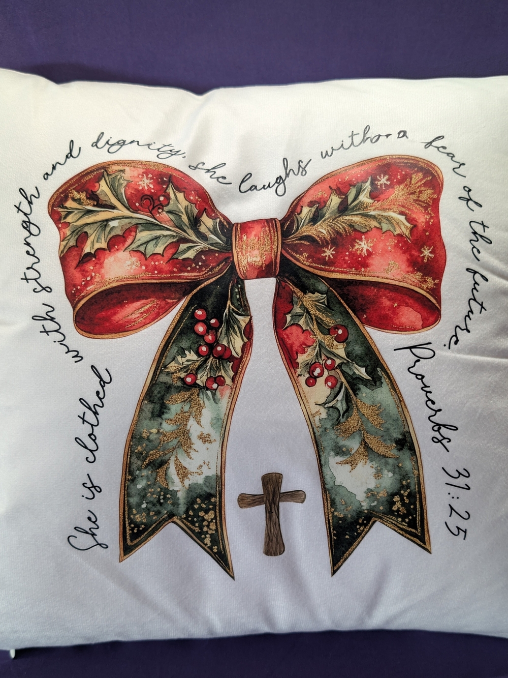 Holiday Bow Decorative Pillow - Red & Green